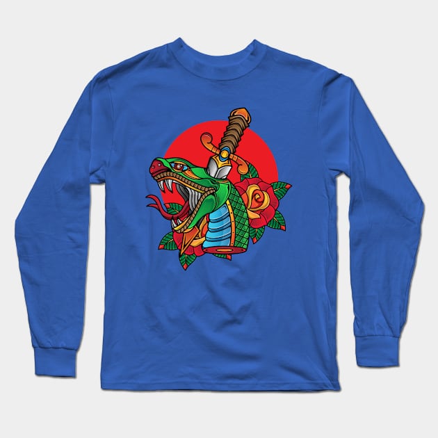 Snake Head Sword Long Sleeve T-Shirt by Mako Design 